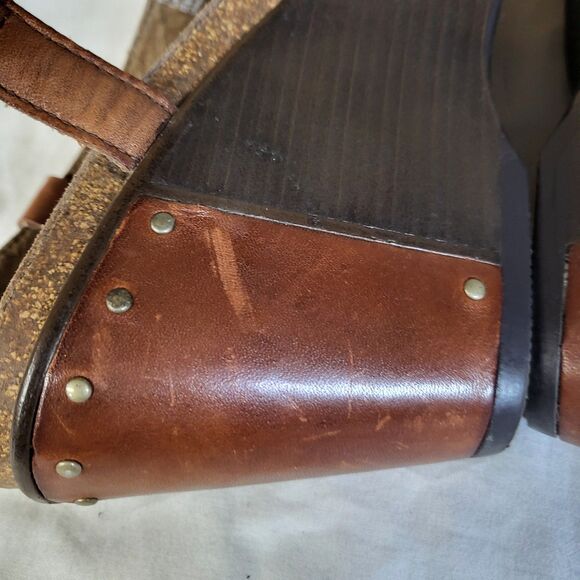 DANSKO FRIDA Sandals Womens 9 39 Brown Leather Strappy Wedge Heels Platform - Picture 10 of 12